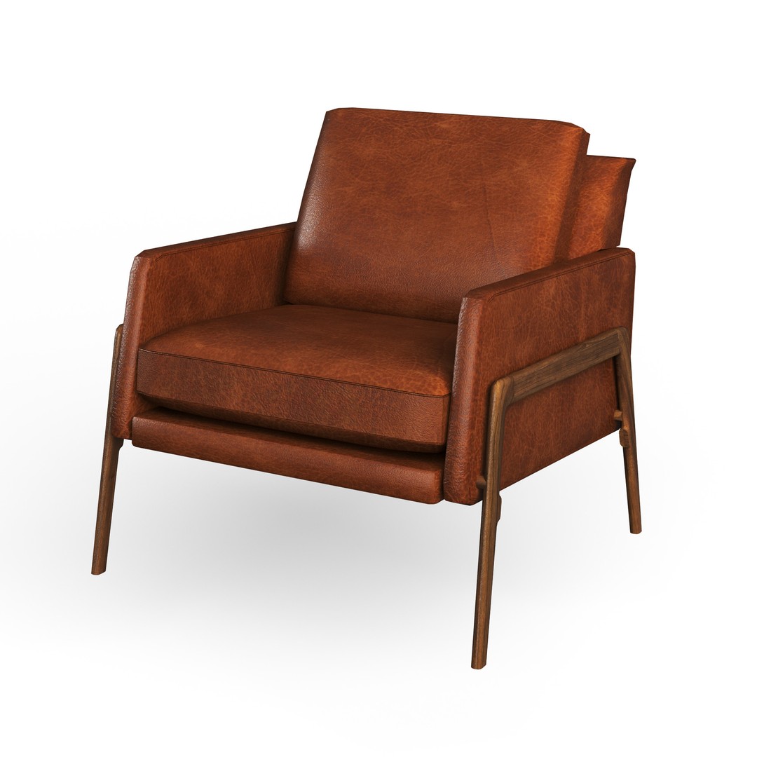 Austin Leather Armchair 3D Model – Modern Chair Design, FBX, PBR Textures