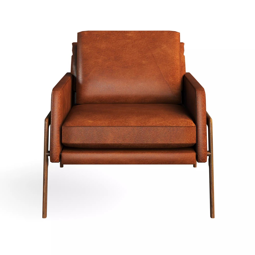 Austin Leather Armchair 3D Model – Modern Chair Design, FBX, PBR Textures - View 2