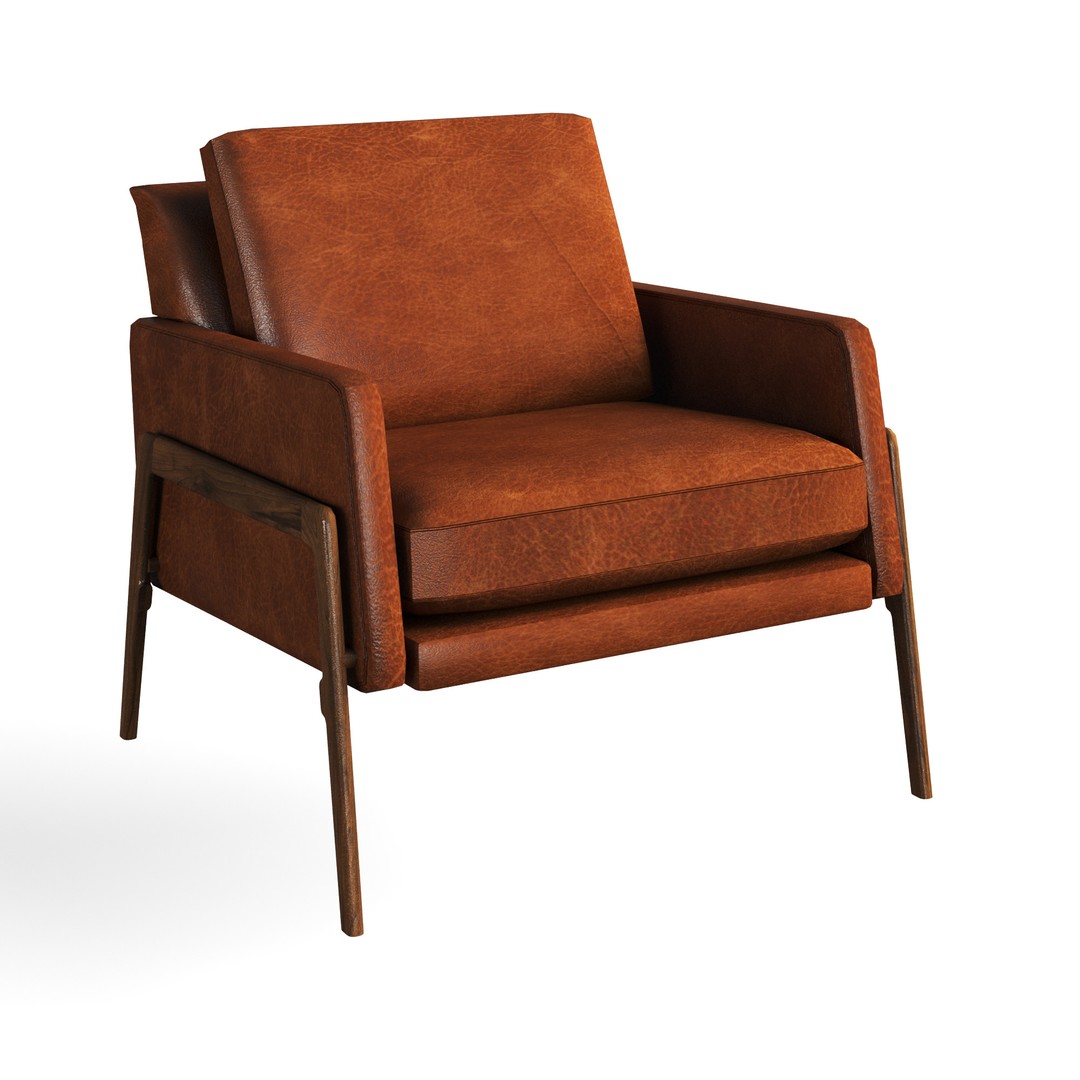Austin Leather Armchair 3D Model – Modern Chair Design, FBX, PBR Textures - View 3