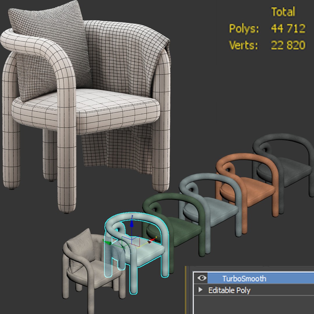 Vatican Chair 3D Model – Low Poly Armchair with PBR Textures - View 14