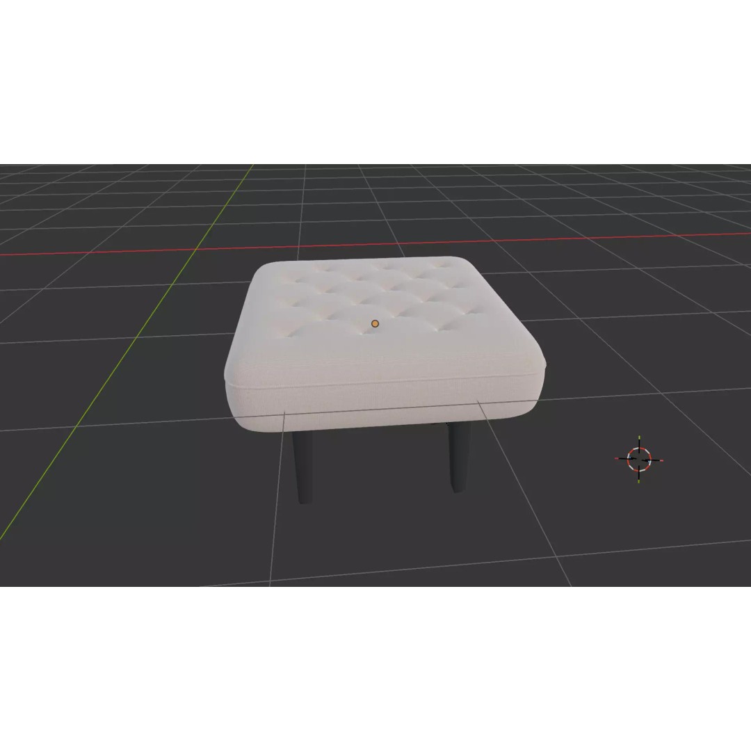 Modern Tufted Accent Chair 3D Model – Stylish Furniture Set with Ottoman