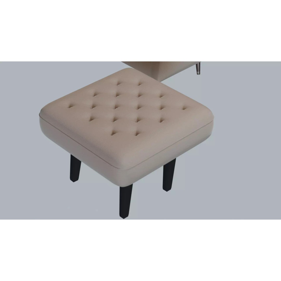Modern Tufted Accent Chair 3D Model – Stylish Furniture Set with Ottoman - View 19