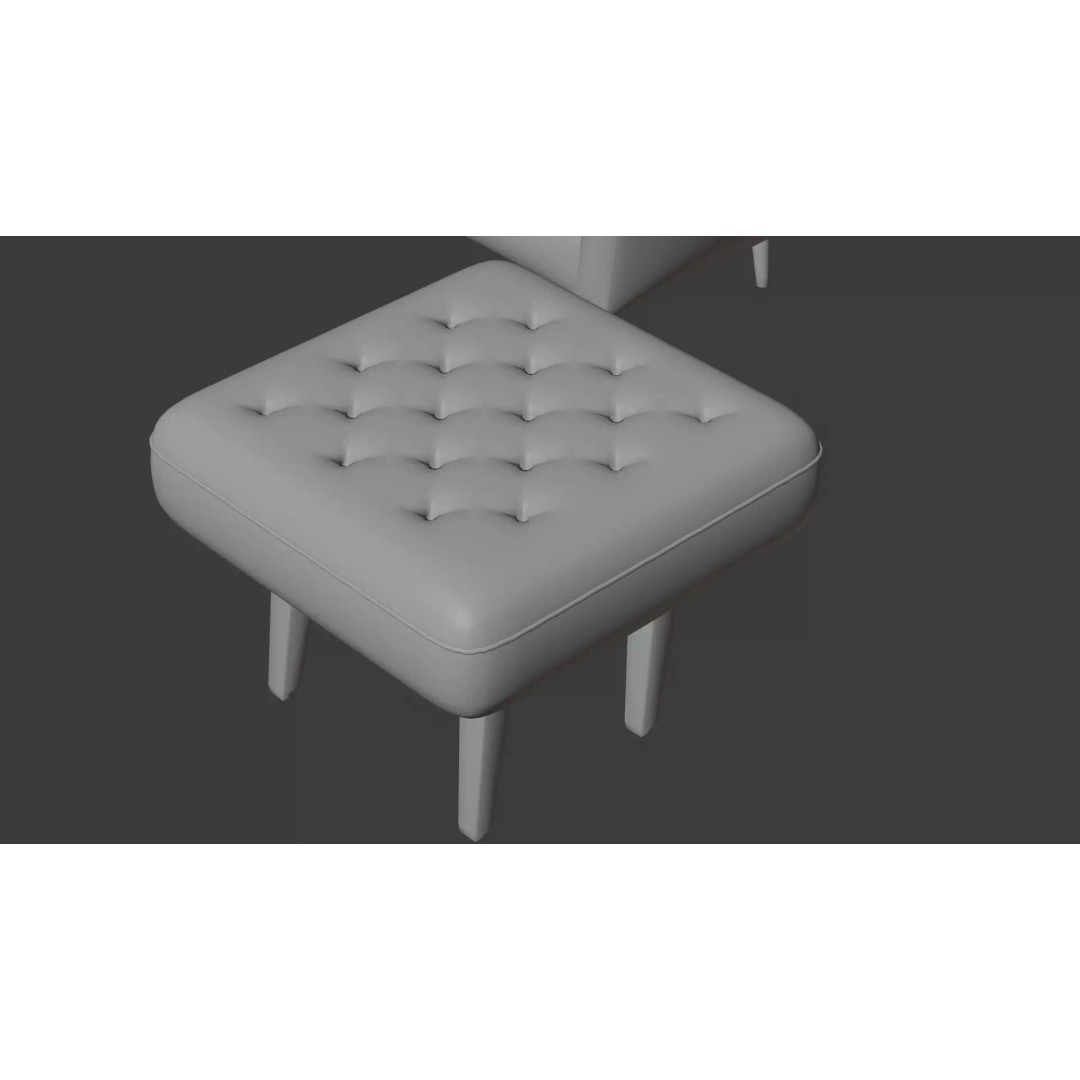 Modern Tufted Accent Chair 3D Model – Stylish Furniture Set with Ottoman - View 20