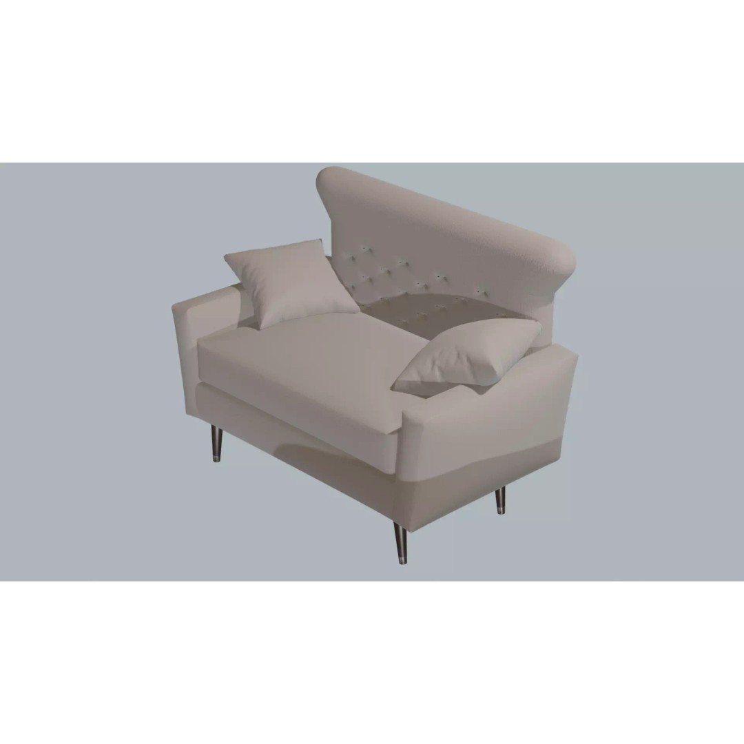Modern Tufted Accent Chair 3D Model – Stylish Furniture Set with Ottoman - View 7
