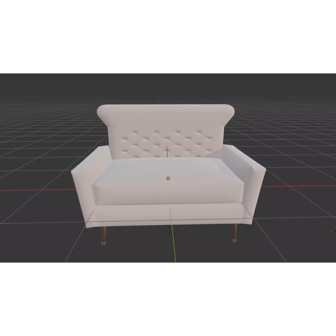 Modern Tufted Accent Chair 3D Model – Stylish Furniture Set with Ottoman - View 8