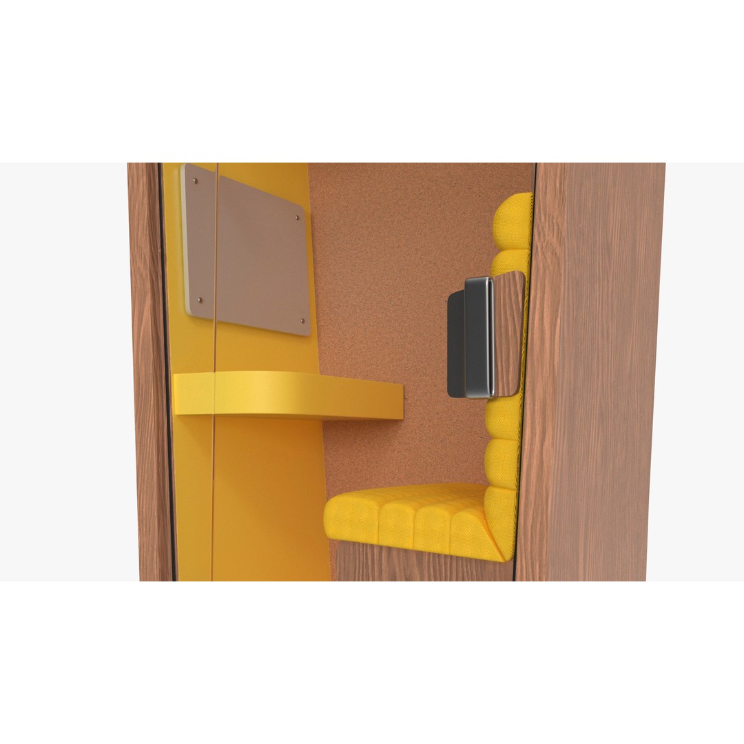 Wooden Office Phone Booth 3D Model – PBR Textured Privacy Pod, FBX, OBJ - View 10