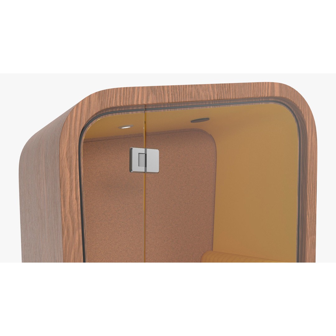 Wooden Office Phone Booth 3D Model – PBR Textured Privacy Pod, FBX, OBJ - View 11