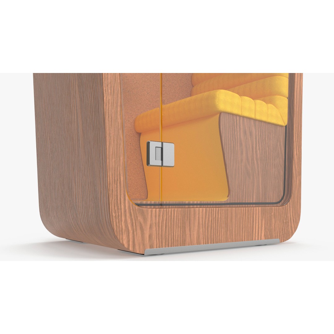 Wooden Office Phone Booth 3D Model – PBR Textured Privacy Pod, FBX, OBJ - View 12
