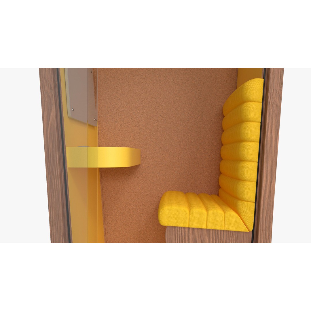 Wooden Office Phone Booth 3D Model – PBR Textured Privacy Pod, FBX, OBJ - View 15