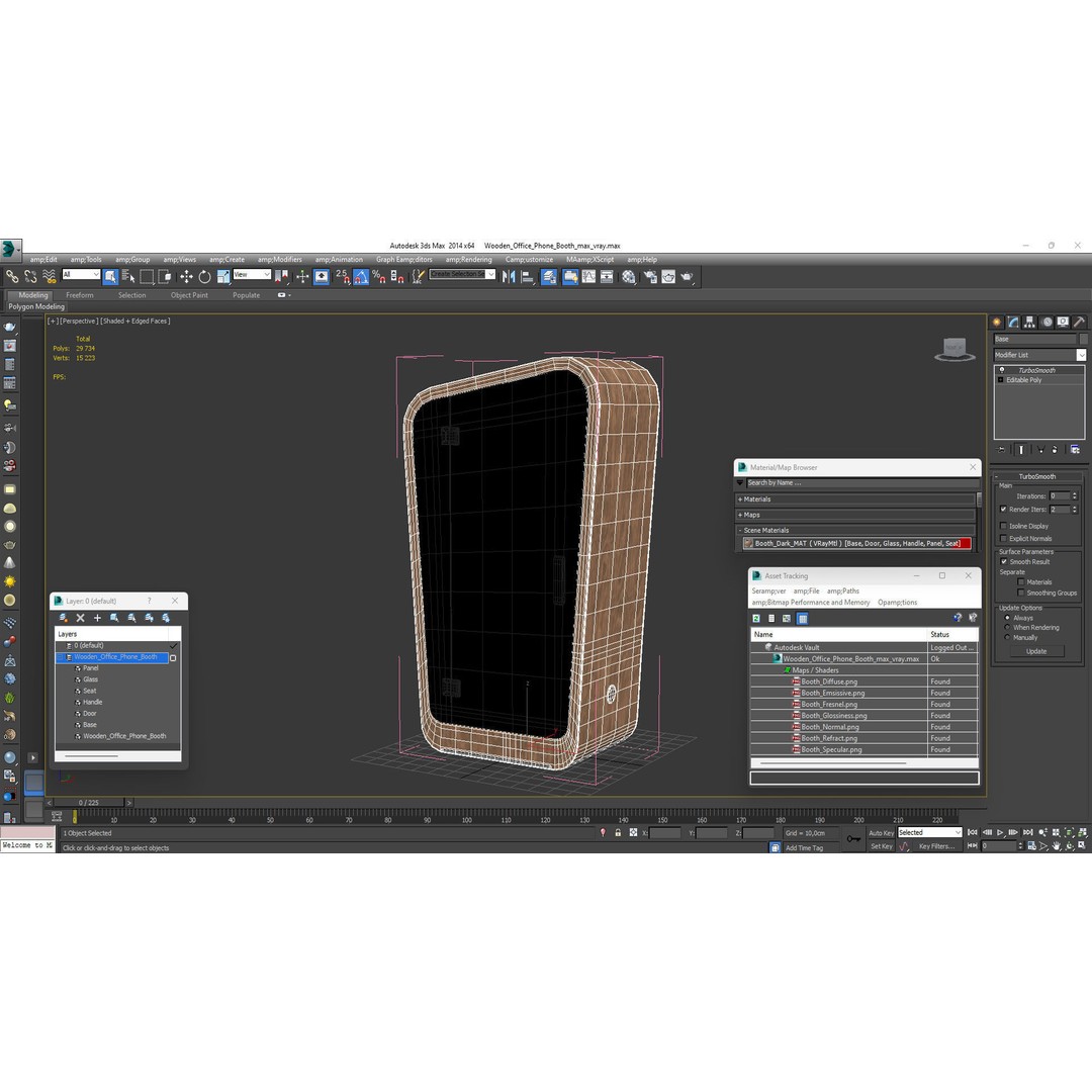 Wooden Office Phone Booth 3D Model – PBR Textured Privacy Pod, FBX, OBJ - View 20