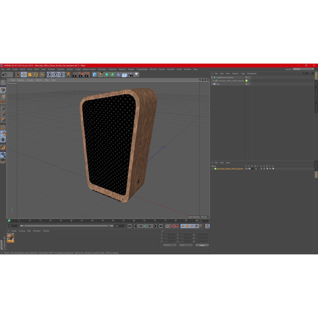 Wooden Office Phone Booth 3D Model – PBR Textured Privacy Pod, FBX, OBJ - View 21