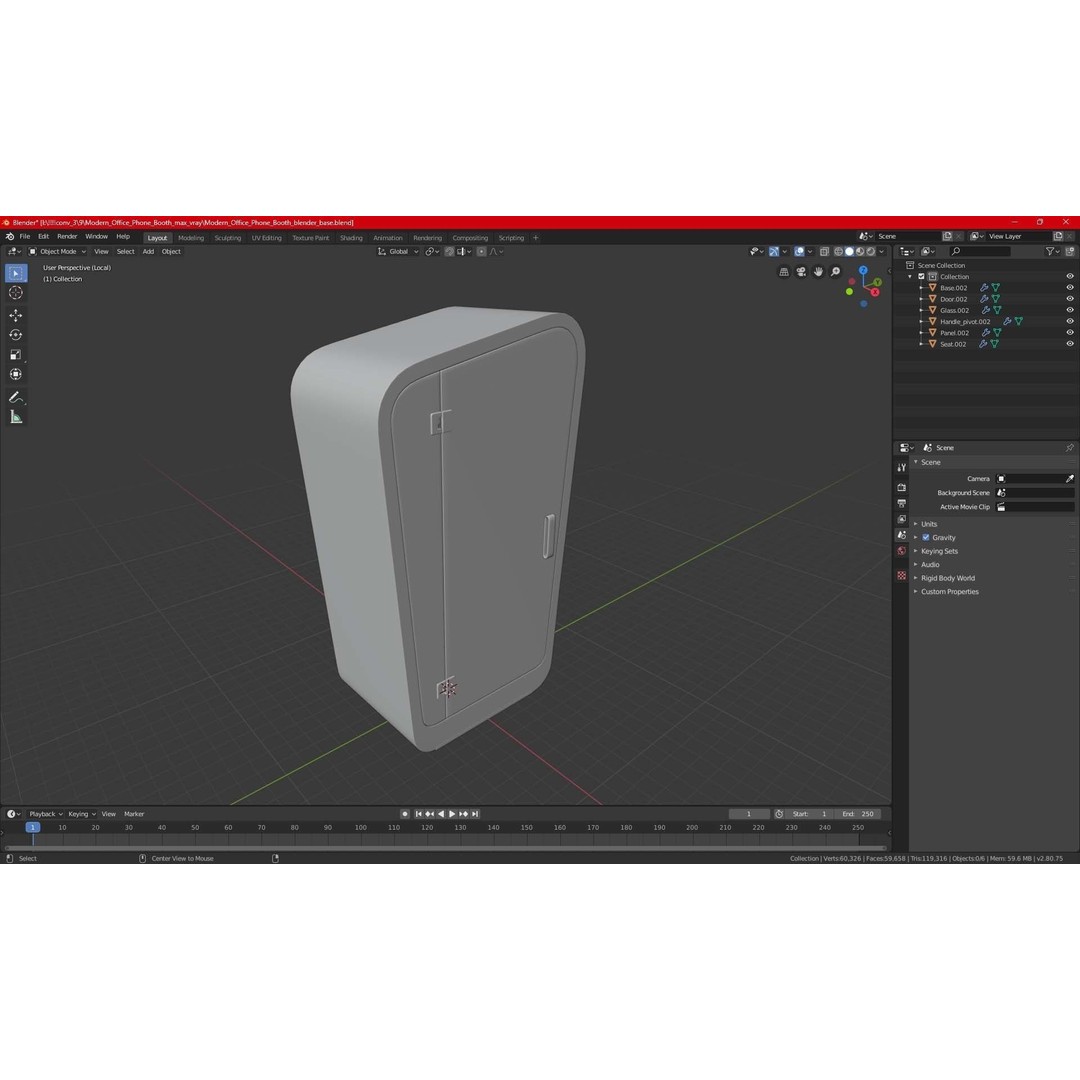 Wooden Office Phone Booth 3D Model – PBR Textured Privacy Pod, FBX, OBJ - View 23