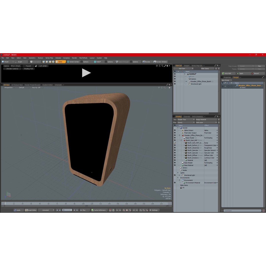 Wooden Office Phone Booth 3D Model – PBR Textured Privacy Pod, FBX, OBJ - View 24