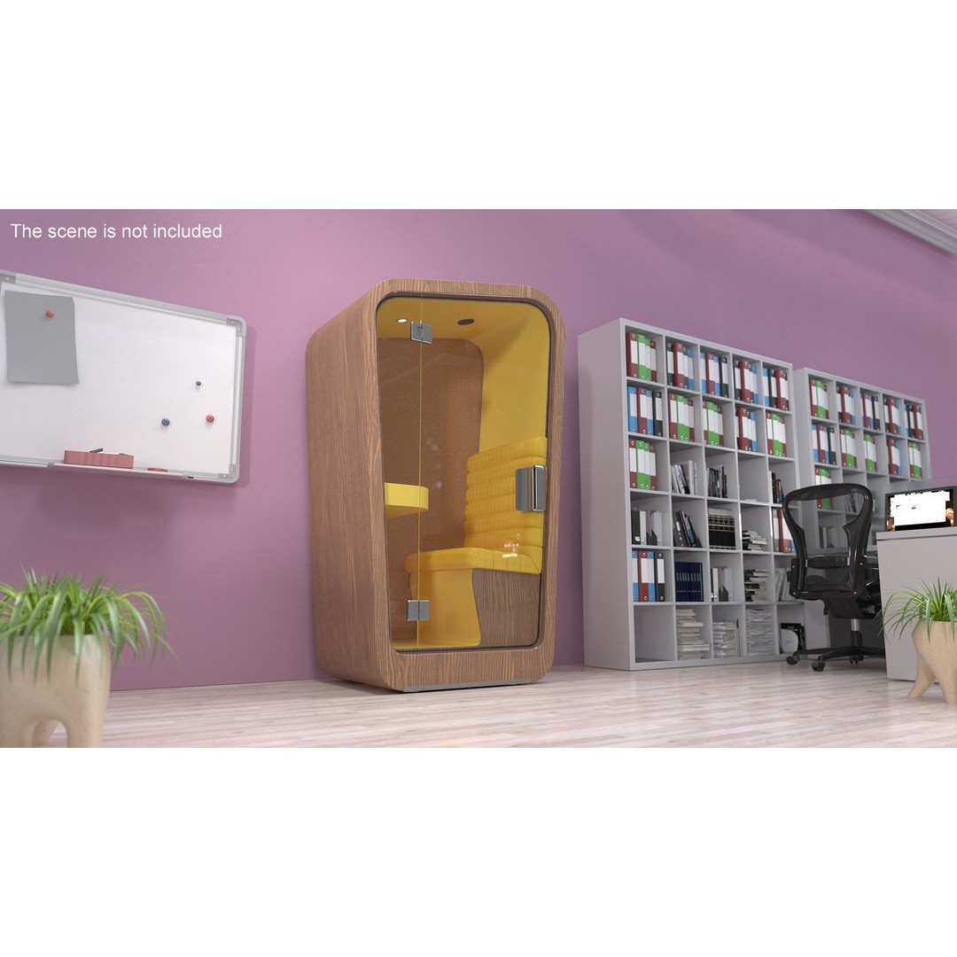 Wooden Office Phone Booth 3D Model – PBR Textured Privacy Pod, FBX, OBJ - View 4