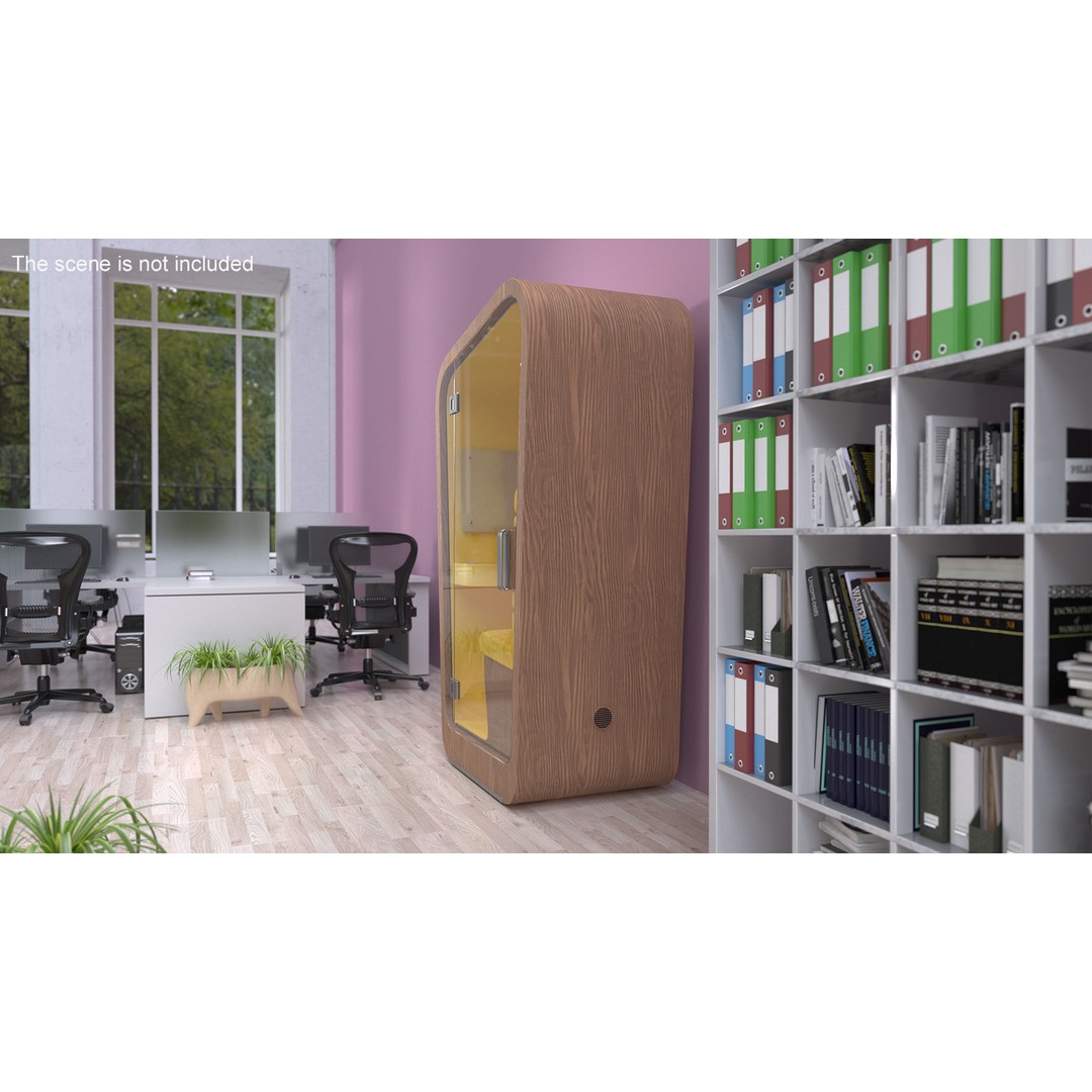 Wooden Office Phone Booth 3D Model – PBR Textured Privacy Pod, FBX, OBJ - View 5