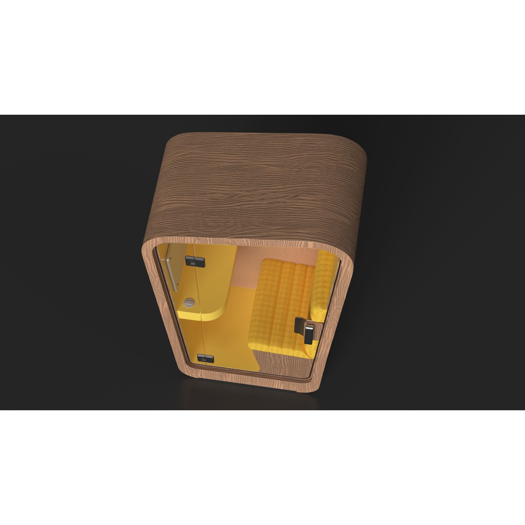 Wooden Office Phone Booth 3D Model – PBR Textured Privacy Pod, FBX, OBJ - View 7