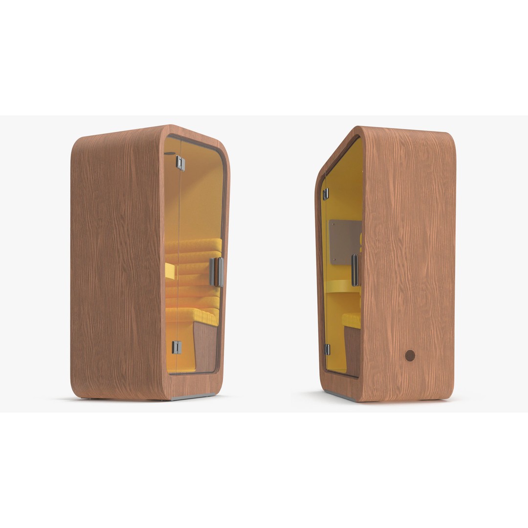 Wooden Office Phone Booth 3D Model – PBR Textured Privacy Pod, FBX, OBJ - View 8