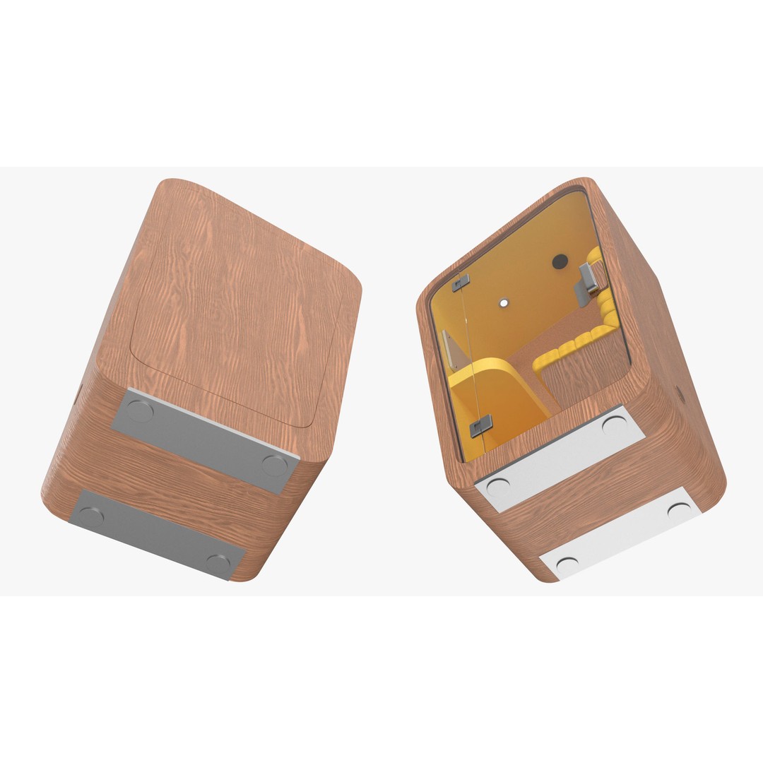 Wooden Office Phone Booth 3D Model – PBR Textured Privacy Pod, FBX, OBJ - View 9