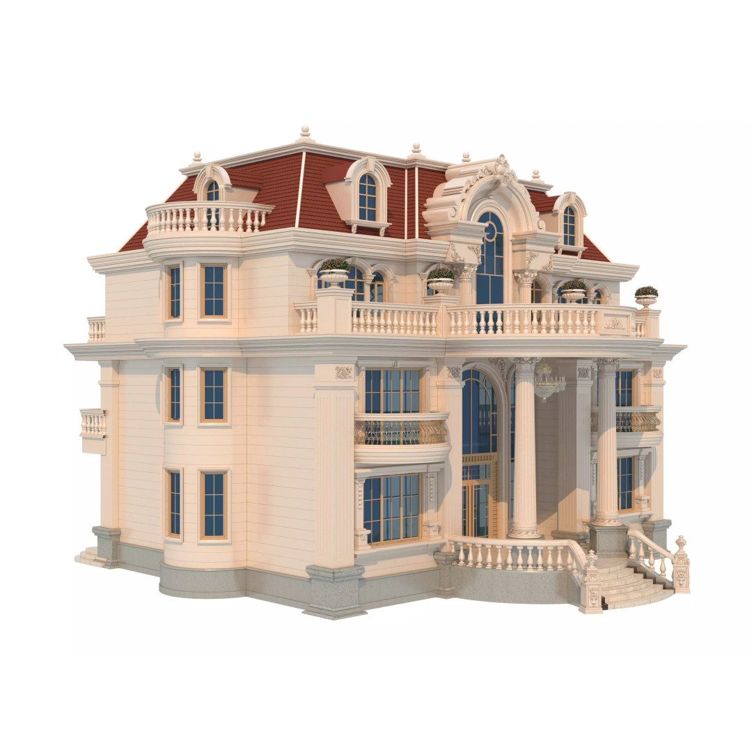 Luxury Villa 3D Model – High Poly Architectural Asset, FBX, OBJ - View 2