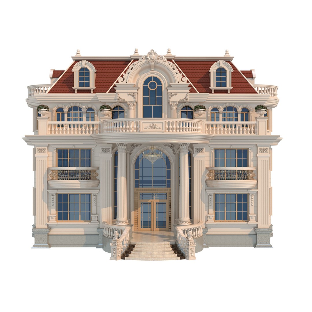 Luxury Villa 3D Model – High Poly Architectural Asset, FBX, OBJ - View 3