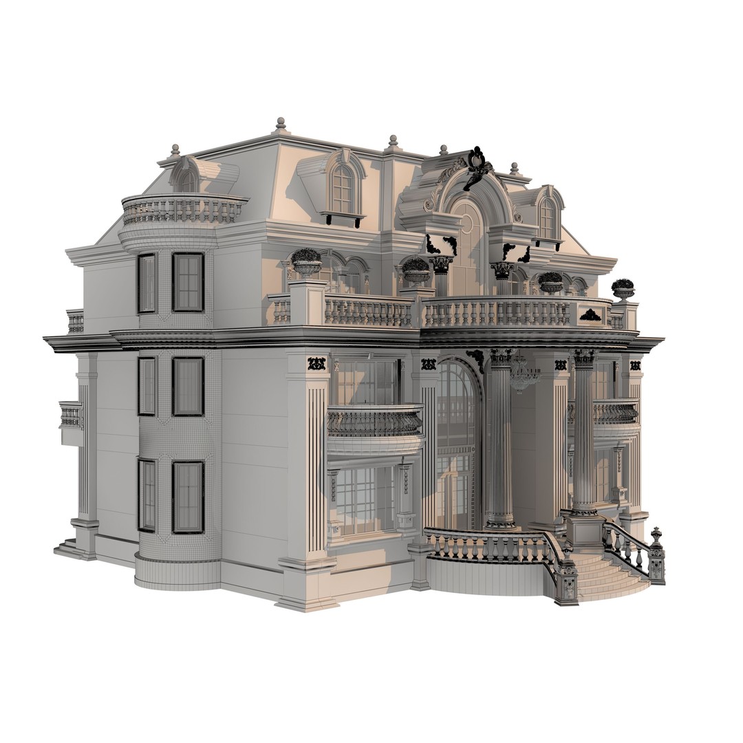 Luxury Villa 3D Model – High Poly Architectural Asset, FBX, OBJ - View 9