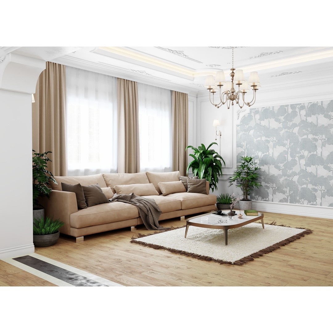 Neoclassical Living and Kitchen Room 3D Model – High Poly, PBR Textures, FBX, OBJ - View 10