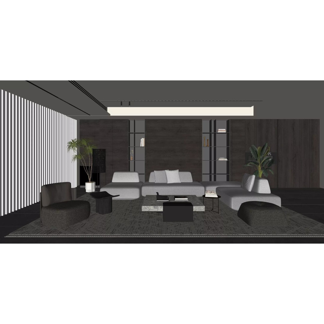 Luxury Italian Style Living Room Seat 3D Model – Minimalist Design, FBX, Blender