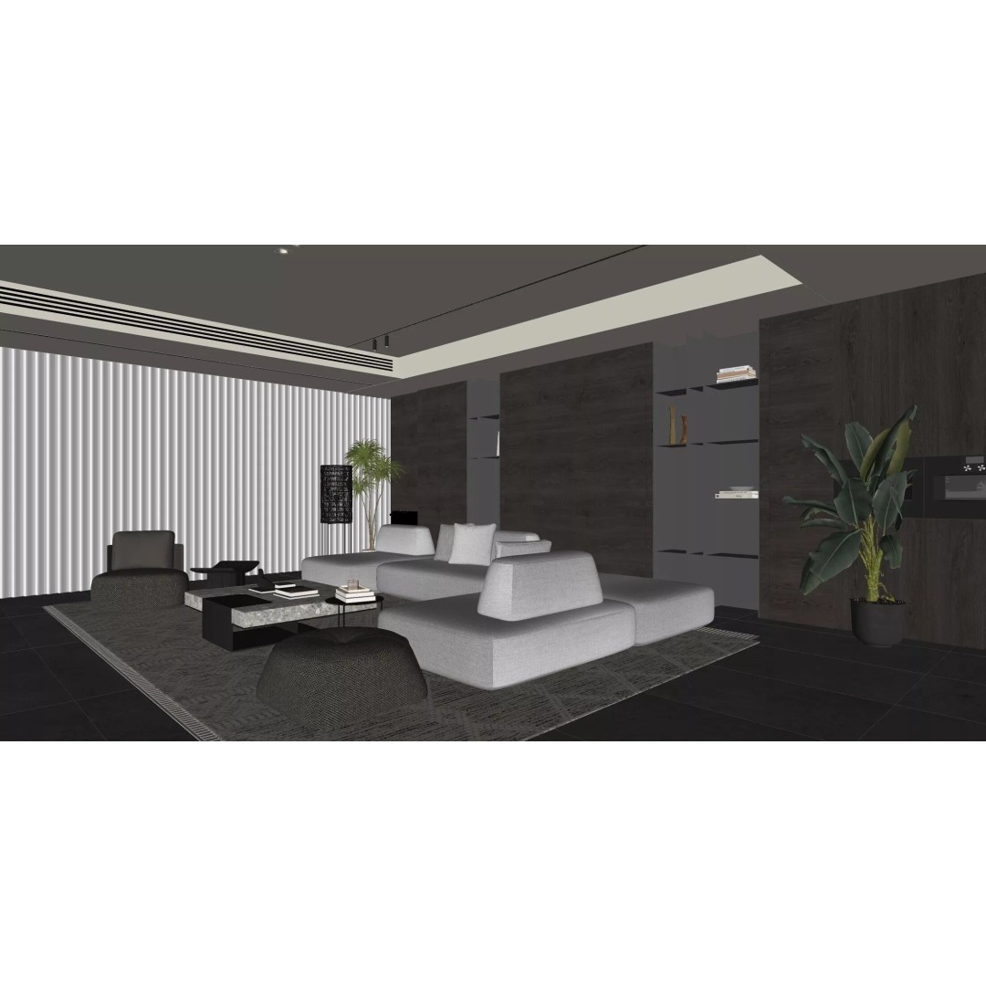 Luxury Italian Style Living Room Seat 3D Model – Minimalist Design, FBX, Blender - View 11