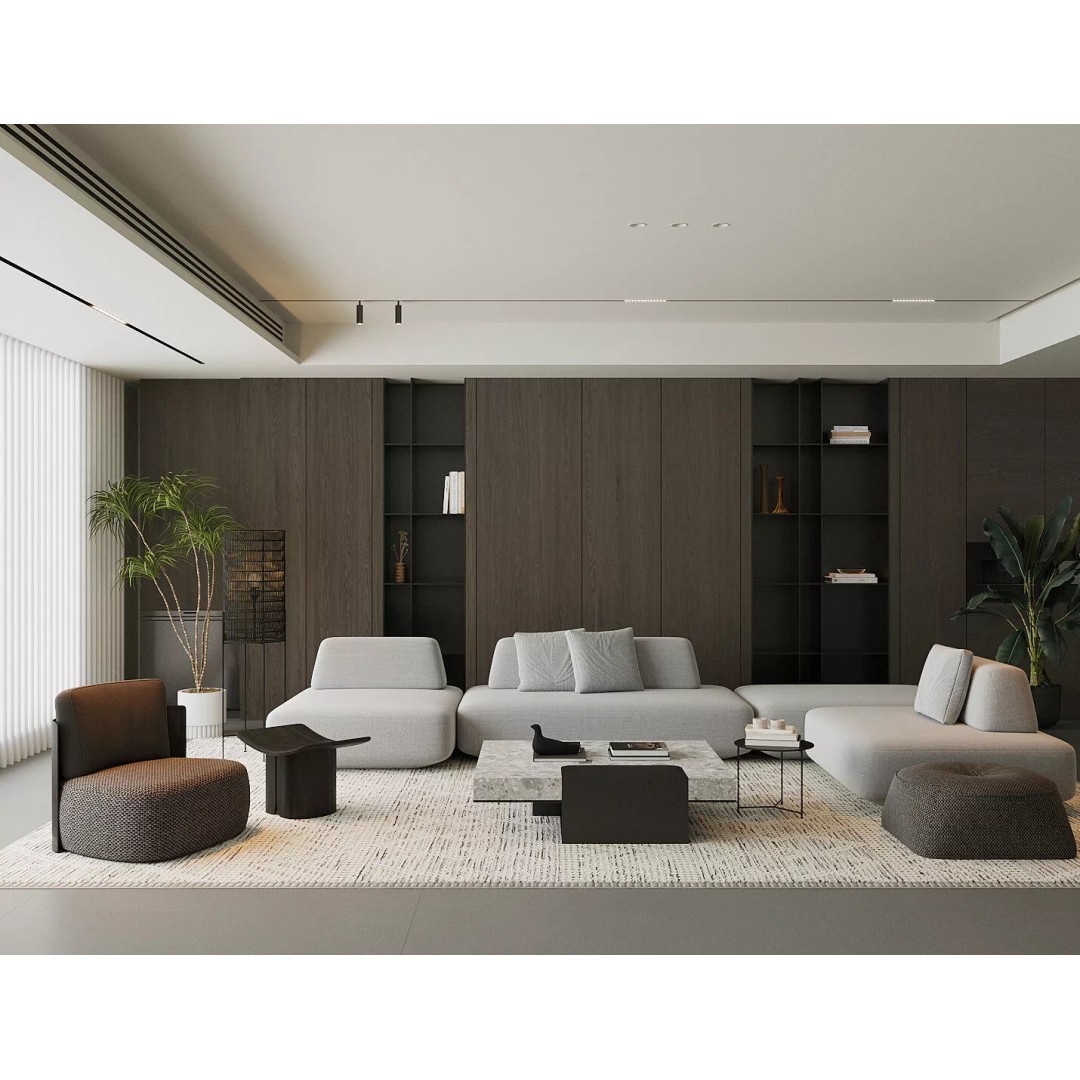 Luxury Italian Style Living Room Seat 3D Model – Minimalist Design, FBX, Blender - View 2