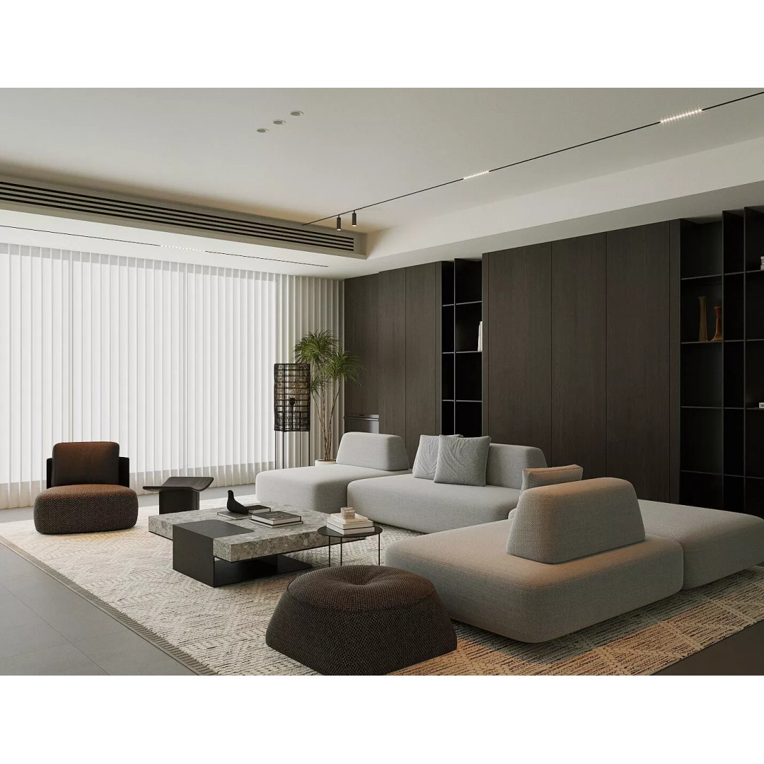 Luxury Italian Style Living Room Seat 3D Model – Minimalist Design, FBX, Blender - View 3