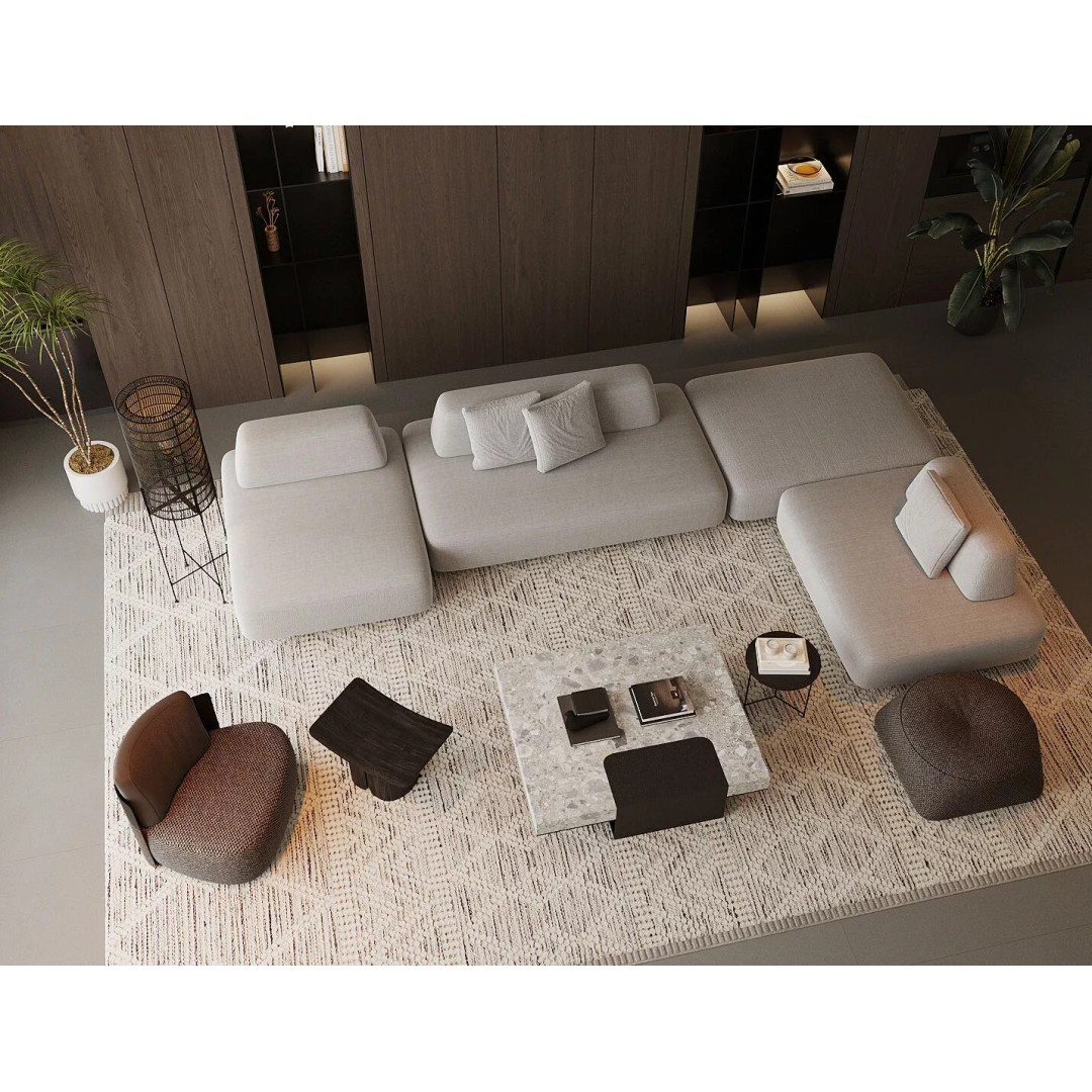 Luxury Italian Style Living Room Seat 3D Model – Minimalist Design, FBX, Blender - View 5