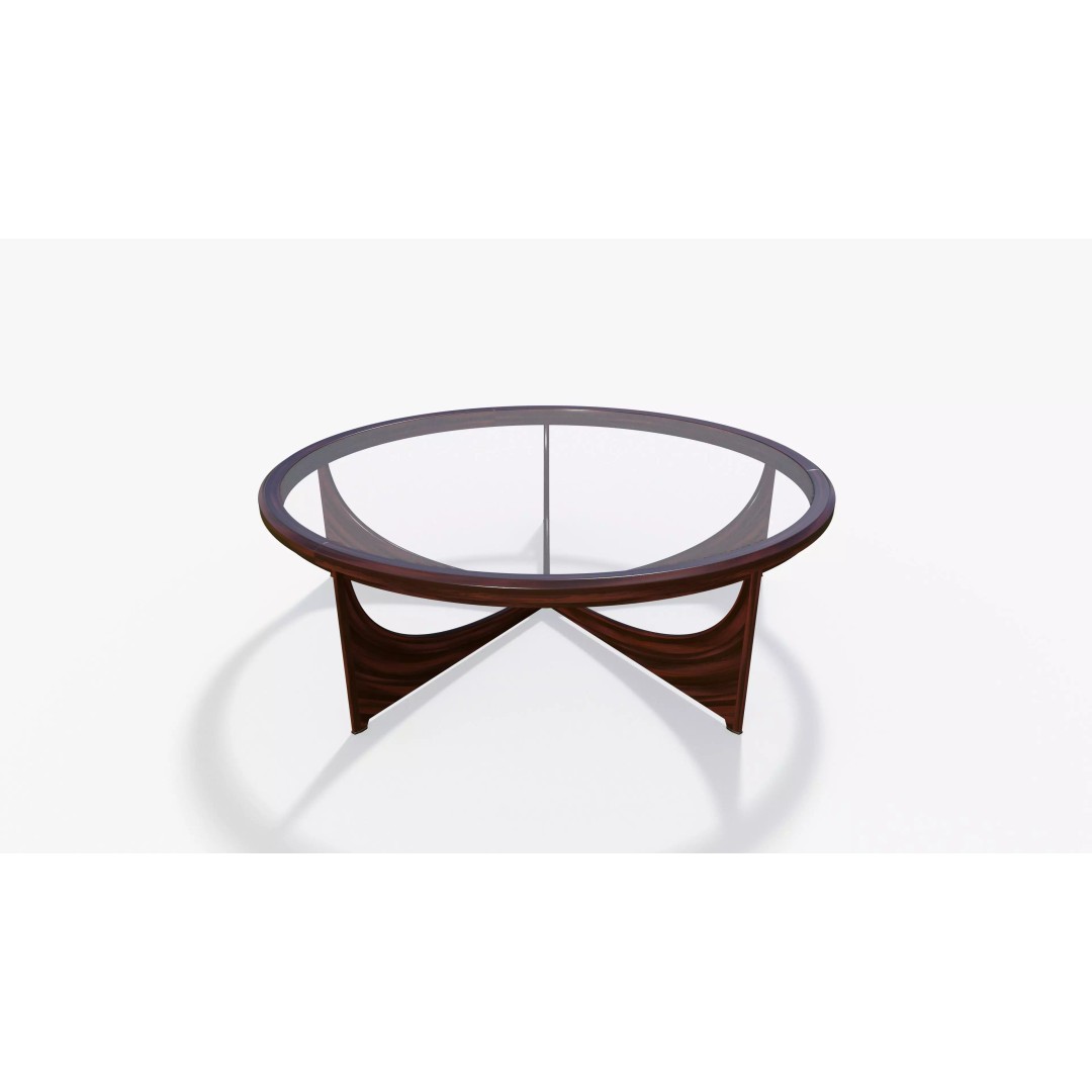 Circle Glass Table 3D Model – Low Poly PBR Furniture Asset, FBX - View 2