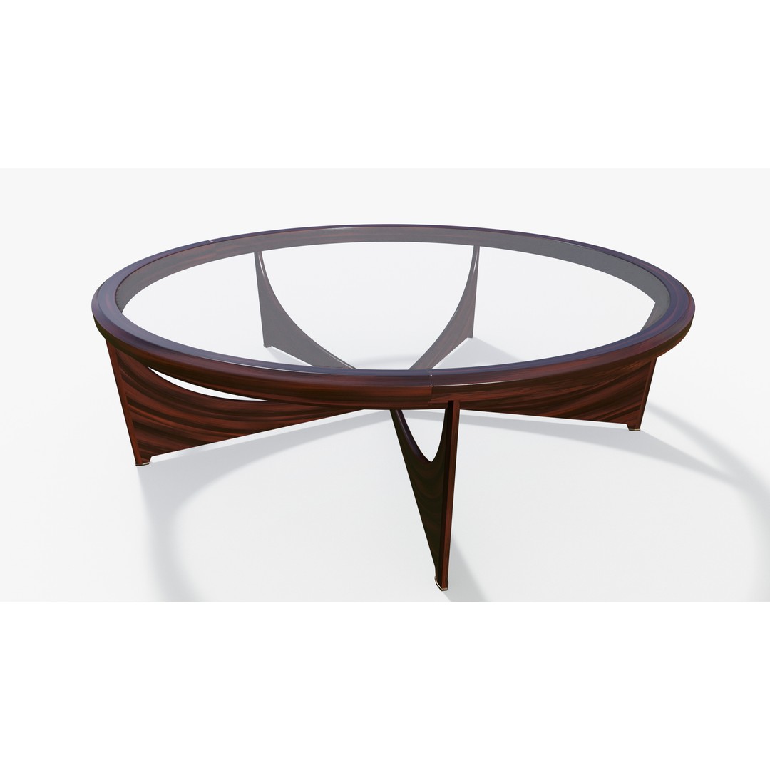Circle Glass Table 3D Model – Low Poly PBR Furniture Asset, FBX - View 3