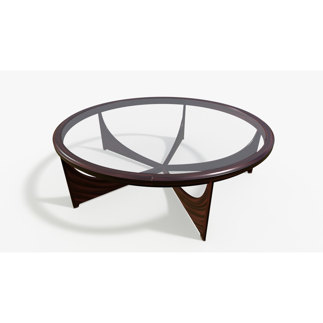 Circle Glass Table 3D Model – Low Poly PBR Furniture Asset, FBX - View 6