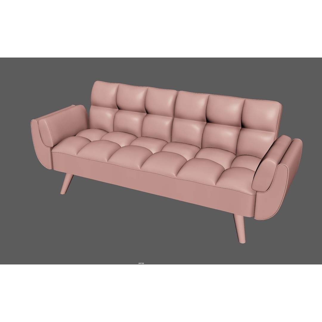 Sofa Couch 3D Model – Low Poly Modern Furniture Asset, FBX - View 3
