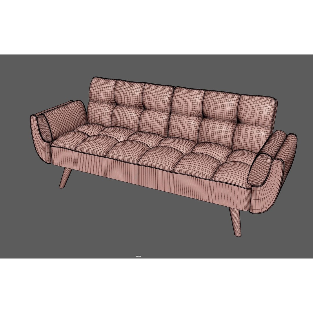 Sofa Couch 3D Model – Low Poly Modern Furniture Asset, FBX - View 4