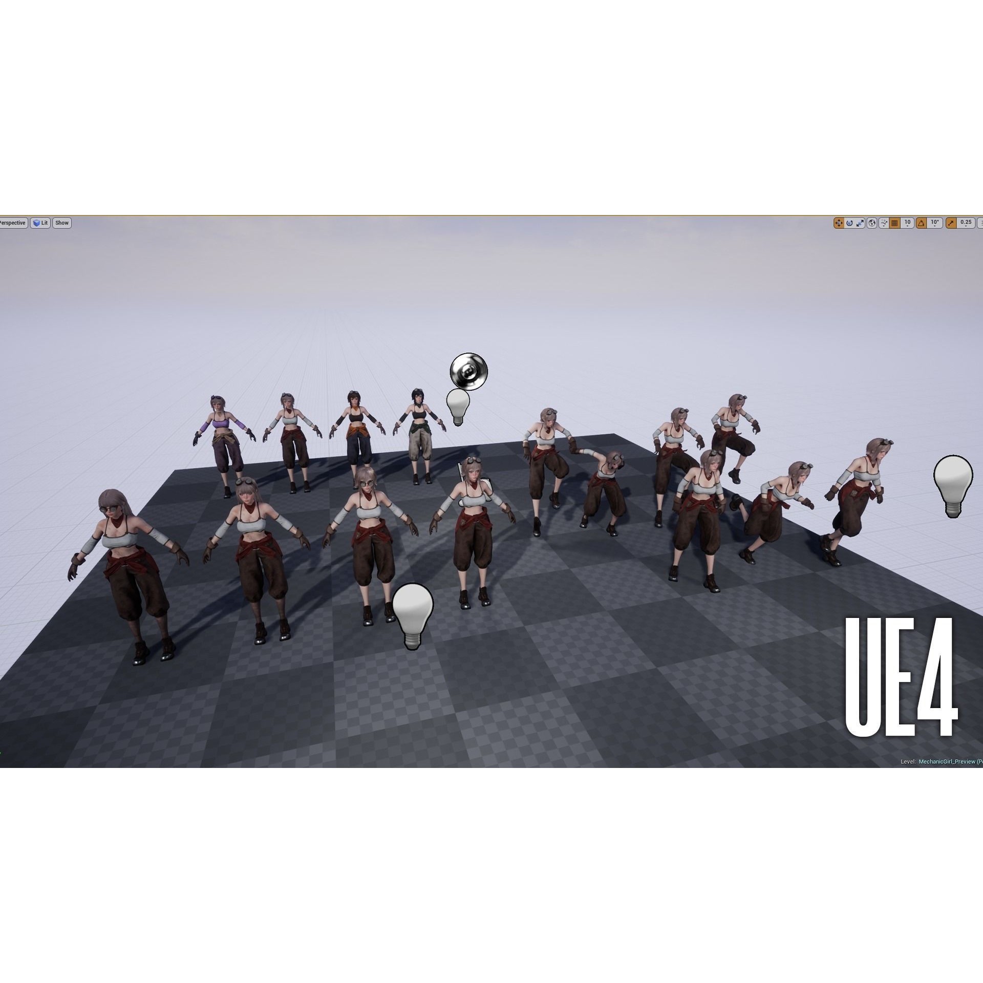 Mechanic Girl - Low-Poly Game-Ready 3D Model - View 13