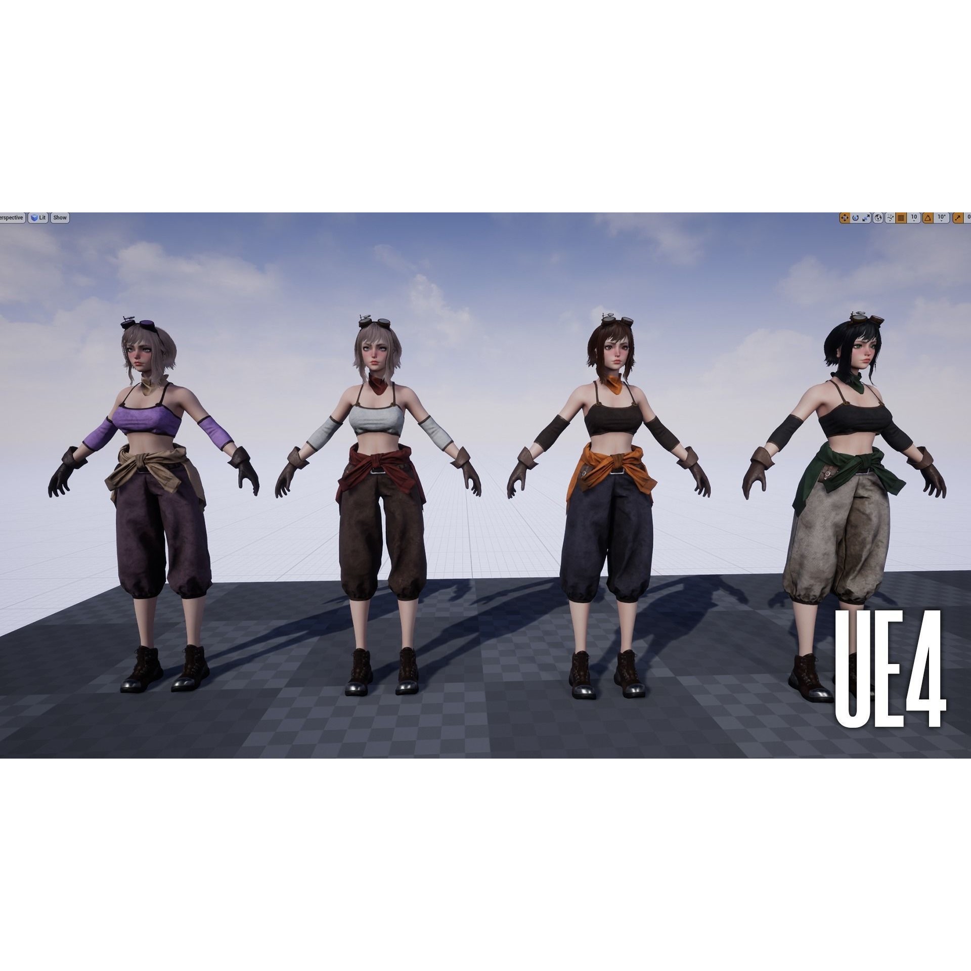Mechanic Girl - Low-Poly Game-Ready 3D Model - View 14