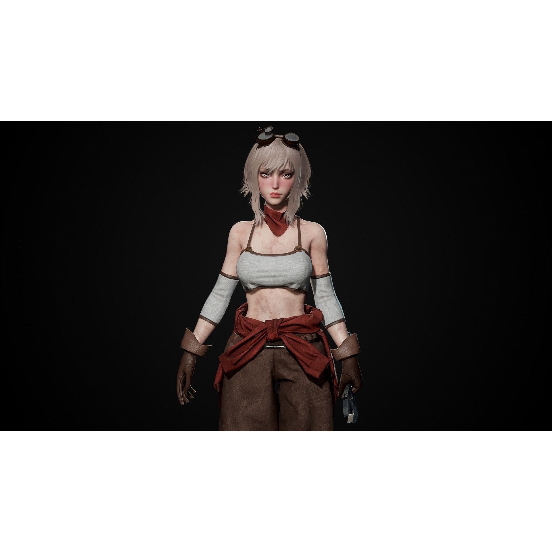 Mechanic Girl - Low-Poly Game-Ready 3D Model - View 19