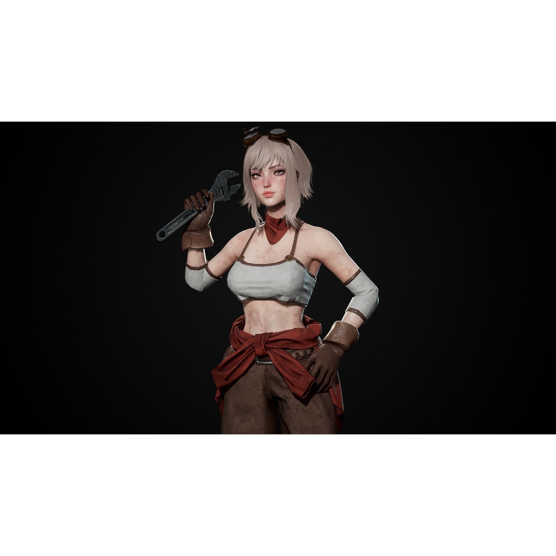 Mechanic Girl - Low-Poly Game-Ready 3D Model - View 20