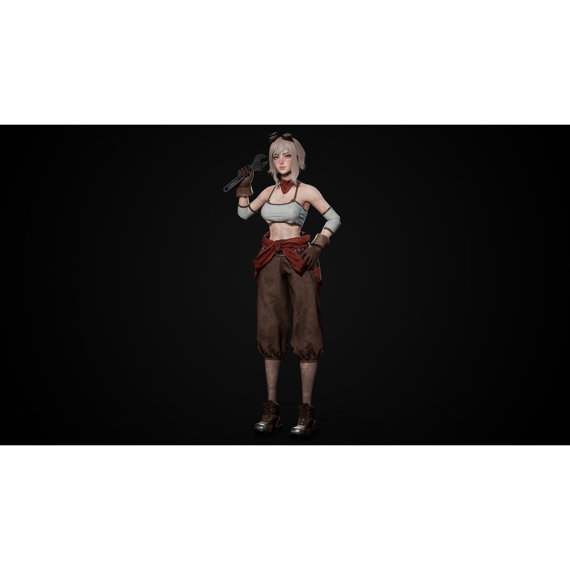 Mechanic Girl - Low-Poly Game-Ready 3D Model - View 21