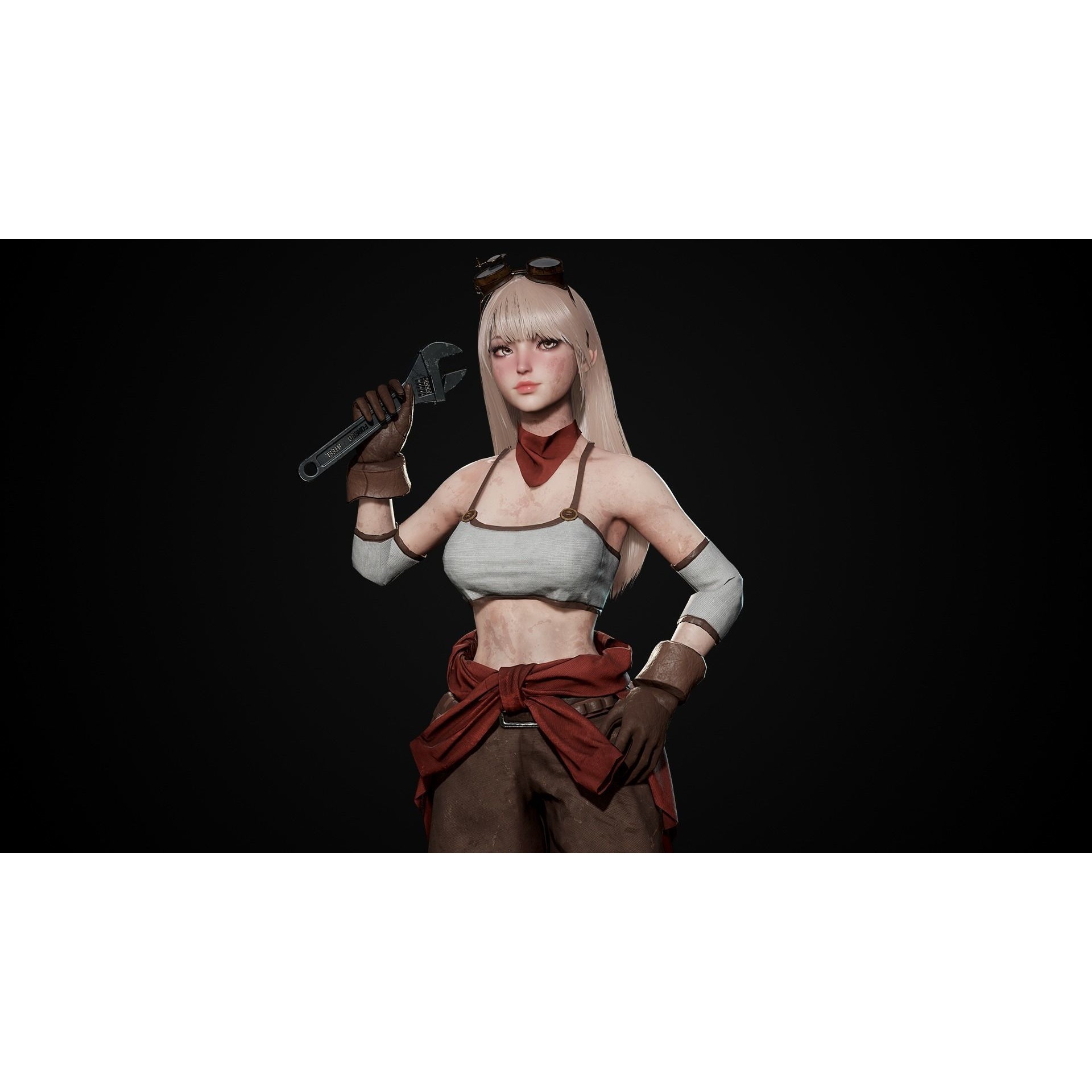 Mechanic Girl - Low-Poly Game-Ready 3D Model - View 23