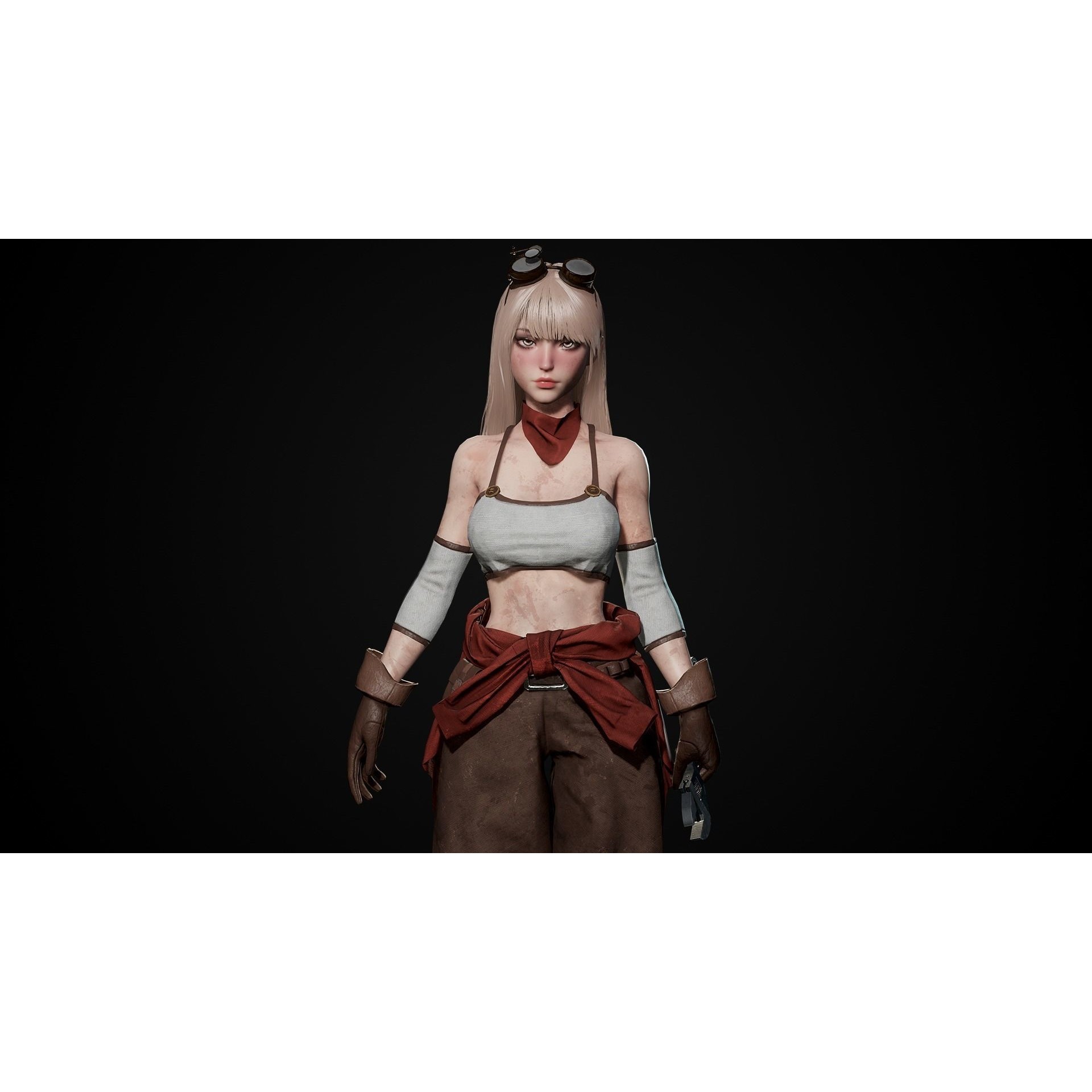 Mechanic Girl - Low-Poly Game-Ready 3D Model - View 24
