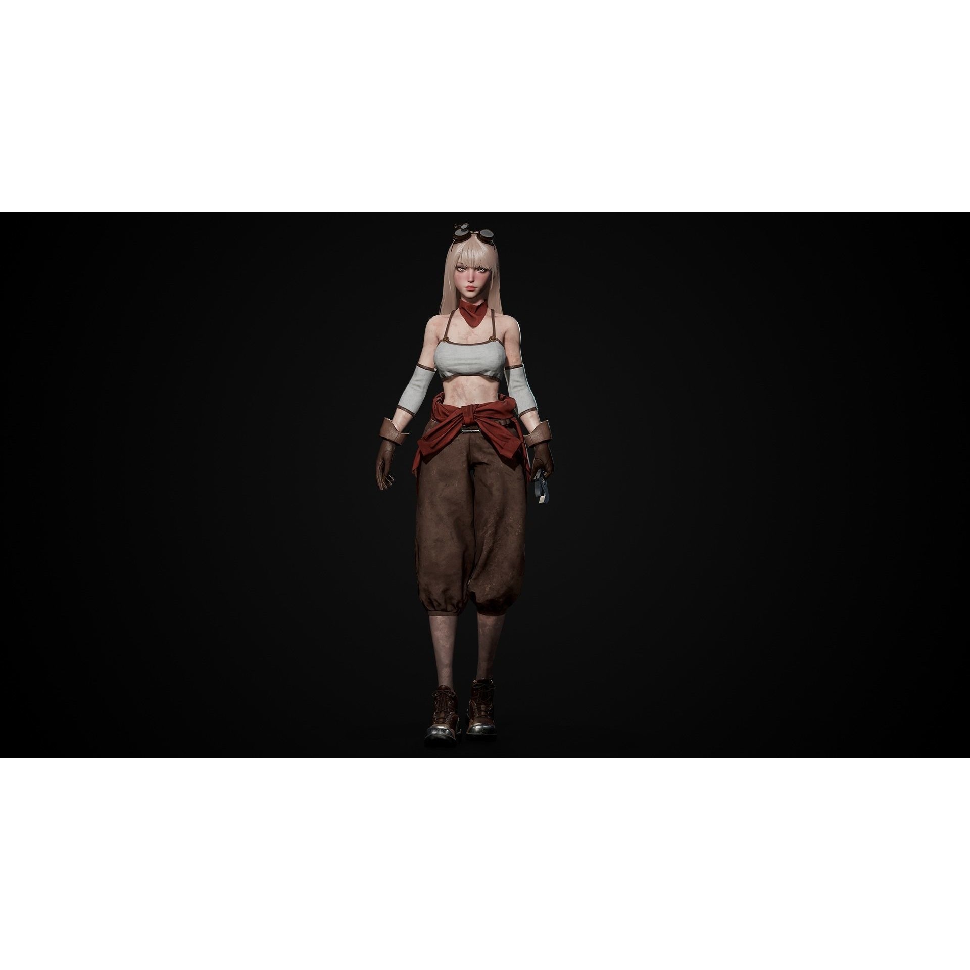 Mechanic Girl - Low-Poly Game-Ready 3D Model - View 25