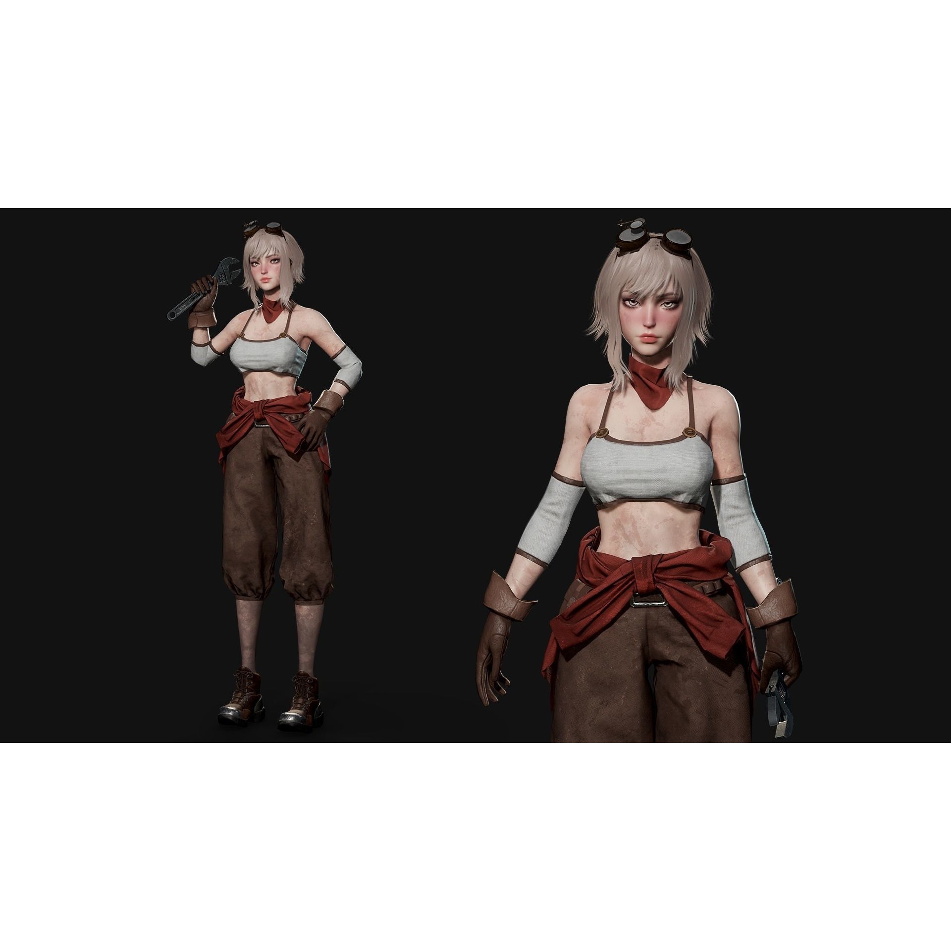 Mechanic Girl - Low-Poly Game-Ready 3D Model - View 5