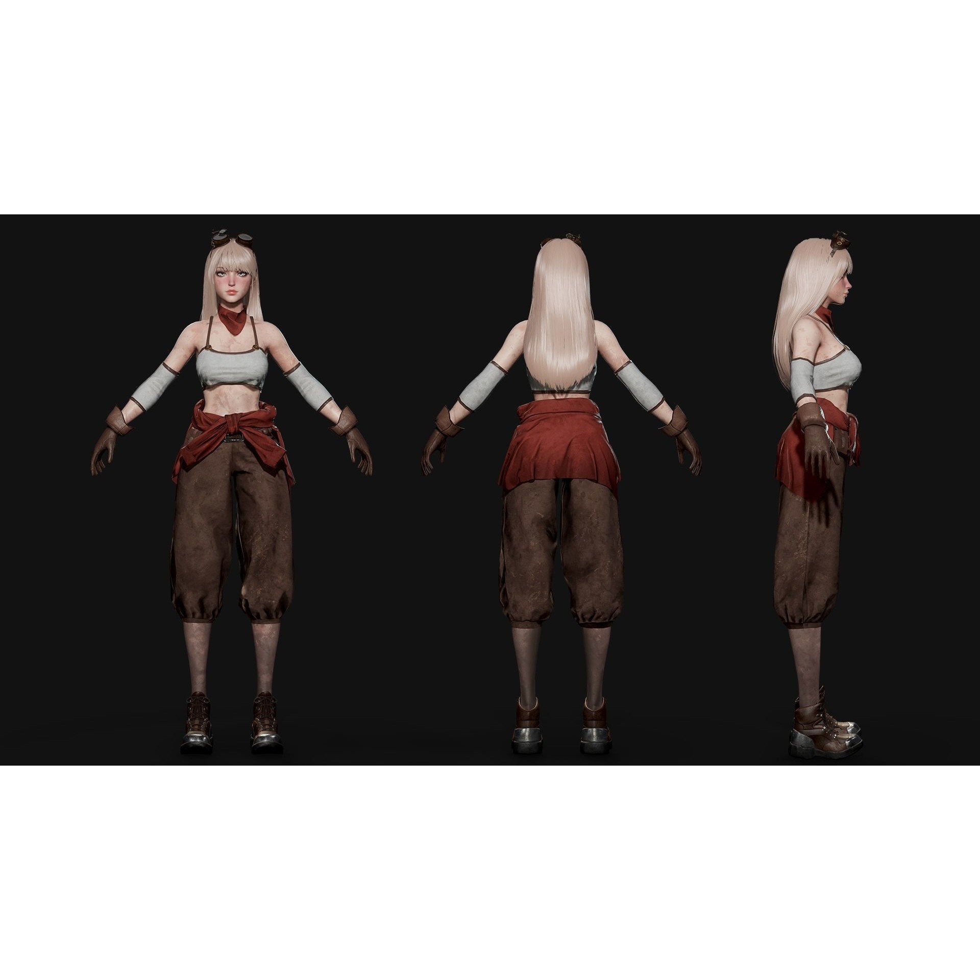 Mechanic Girl - Low-Poly Game-Ready 3D Model - View 6