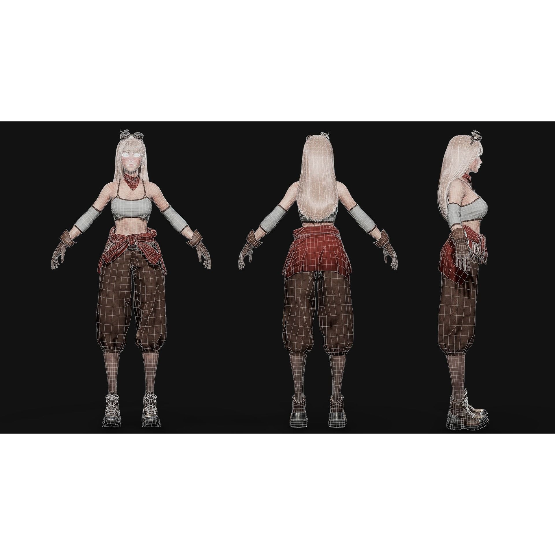Mechanic Girl - Low-Poly Game-Ready 3D Model - View 7