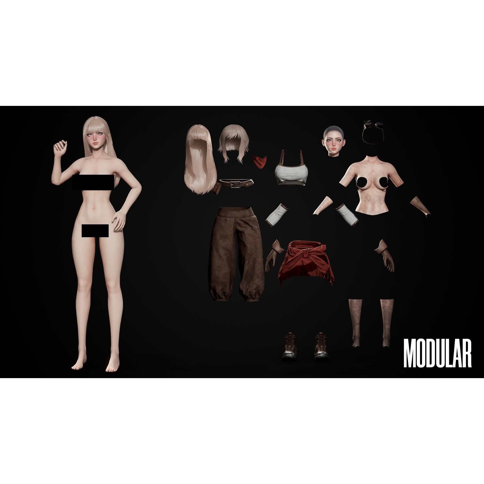 Mechanic Girl - Low-Poly Game-Ready 3D Model - View 8