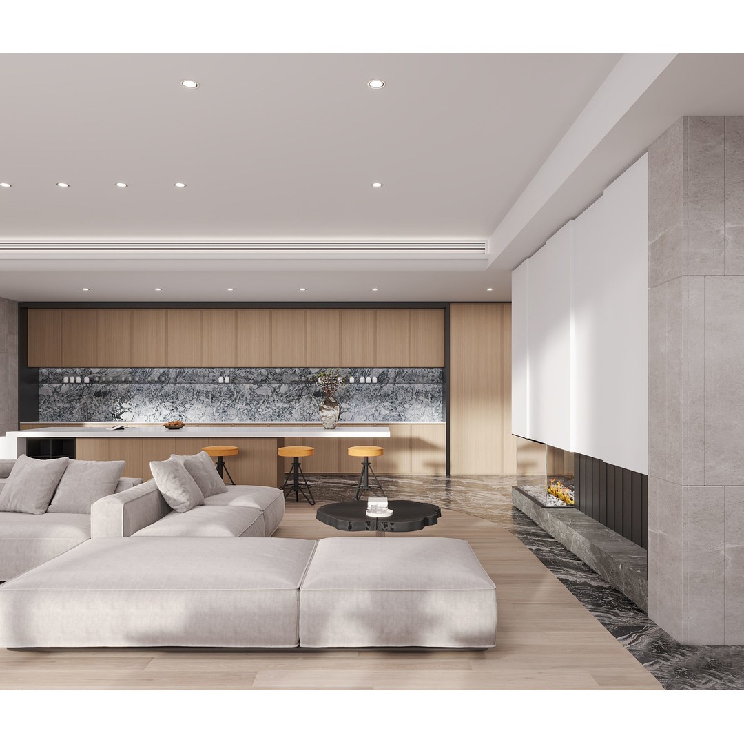 Modern Villa Interior 3D Model – Luxurious Living Room, FBX & OBJ - View 7
