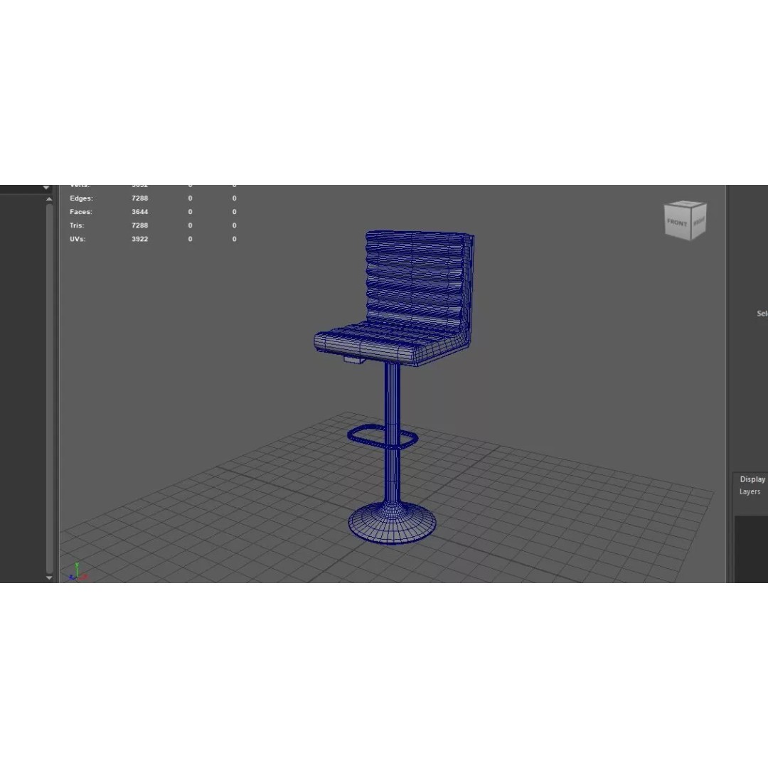 Petra Barstool 3D Model – High Poly Game Asset, FBX, OBJ, Blender - View 15